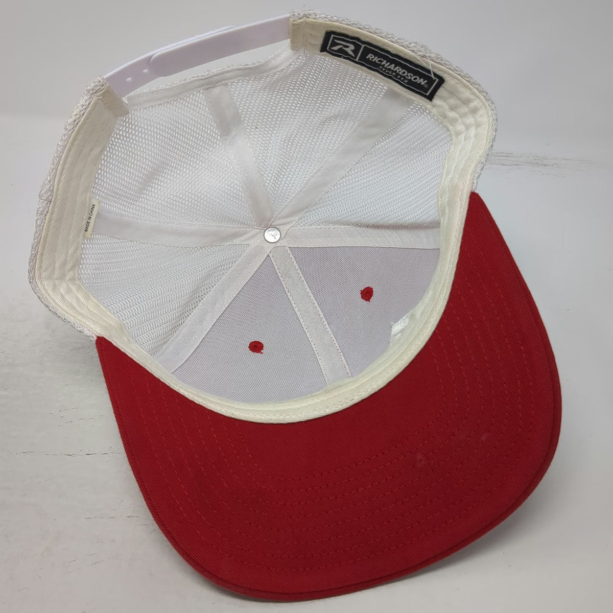 Richardson Trucker Hat Red One Size Mesh Back Snapback Contrast Stitch Triangle