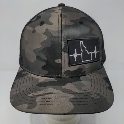 Idaho Heartbeat Snapback Mesh Back Trucker Hat Camo OSFA Adjustable