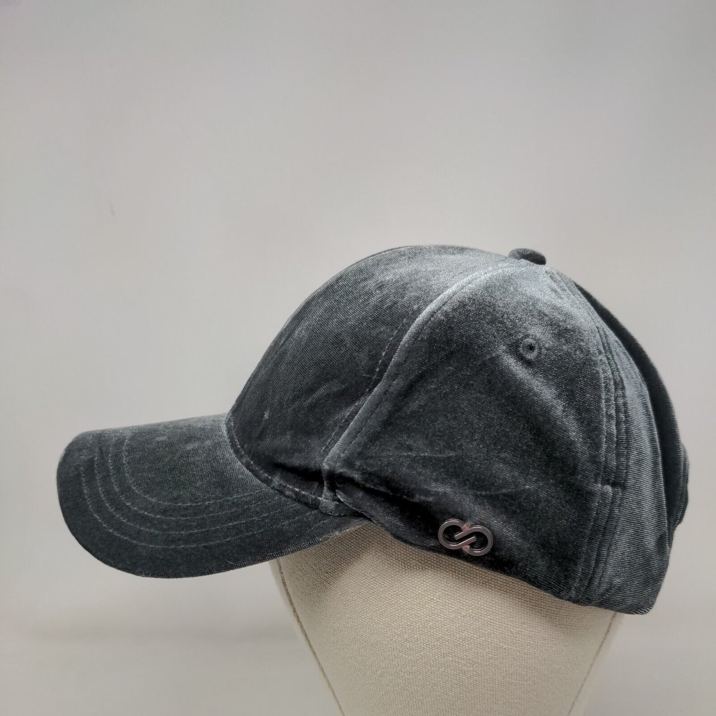 Unbranded Strapback Hat Gray One Size Velour Adjustable Solid 6 Panel