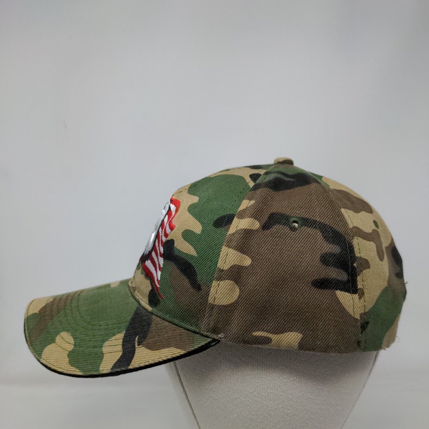 American Flag Eagle Strapback Hat Camo One Size Adjustable Embroidered