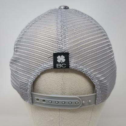Black Clover Trucker Hat White Gray Palm Tree OSFM Clover Mesh Back Live Lucky