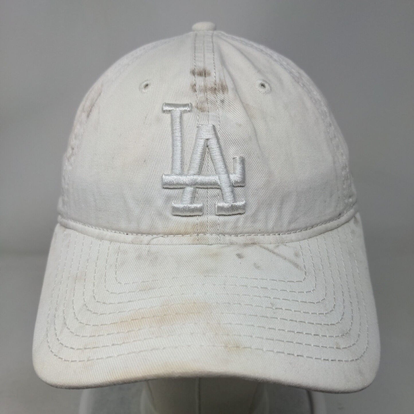 LA Dodgers Slideback Hat White Distressed New Era 9Twenty Emkbroidered Logo MLB