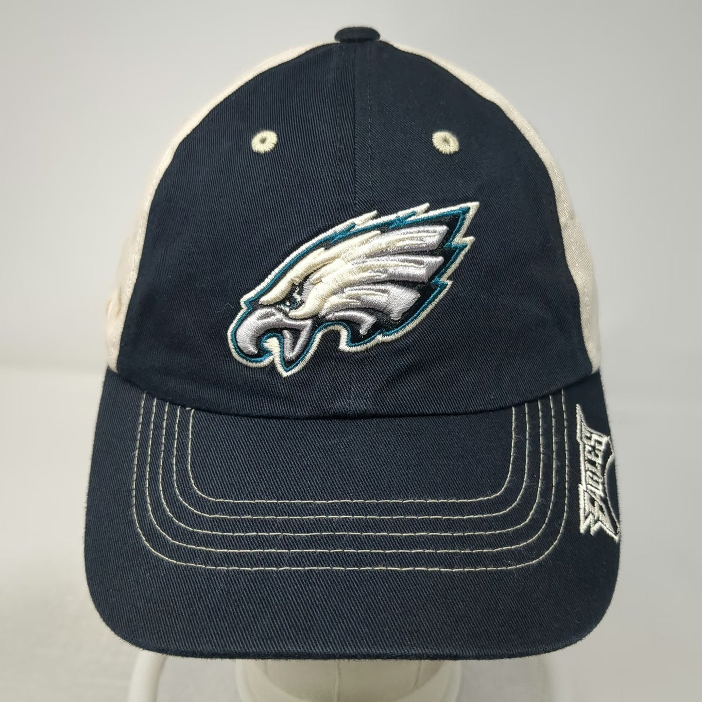 NFL Team Apparel Philadelphia Eagles Baseball Cap Hat Blue Beige One Size Logo