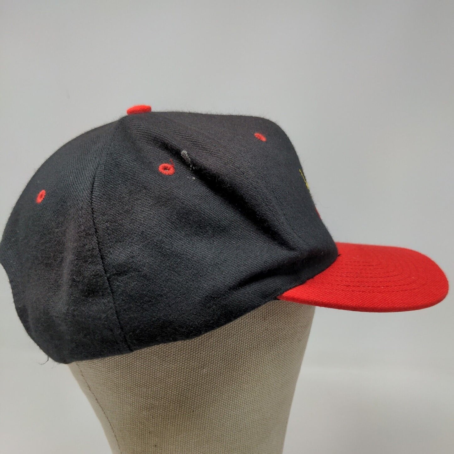 Nissin Men's Snapback Hat Black Red OSFA Embroidered MC Axe Firecrew Logo