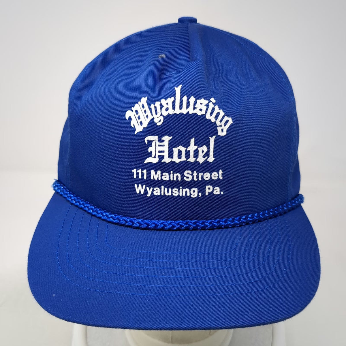 Otto Cap 5 Panel Blue One Size Hat Wyalusing Hotel PA Braided Rope Adjustable