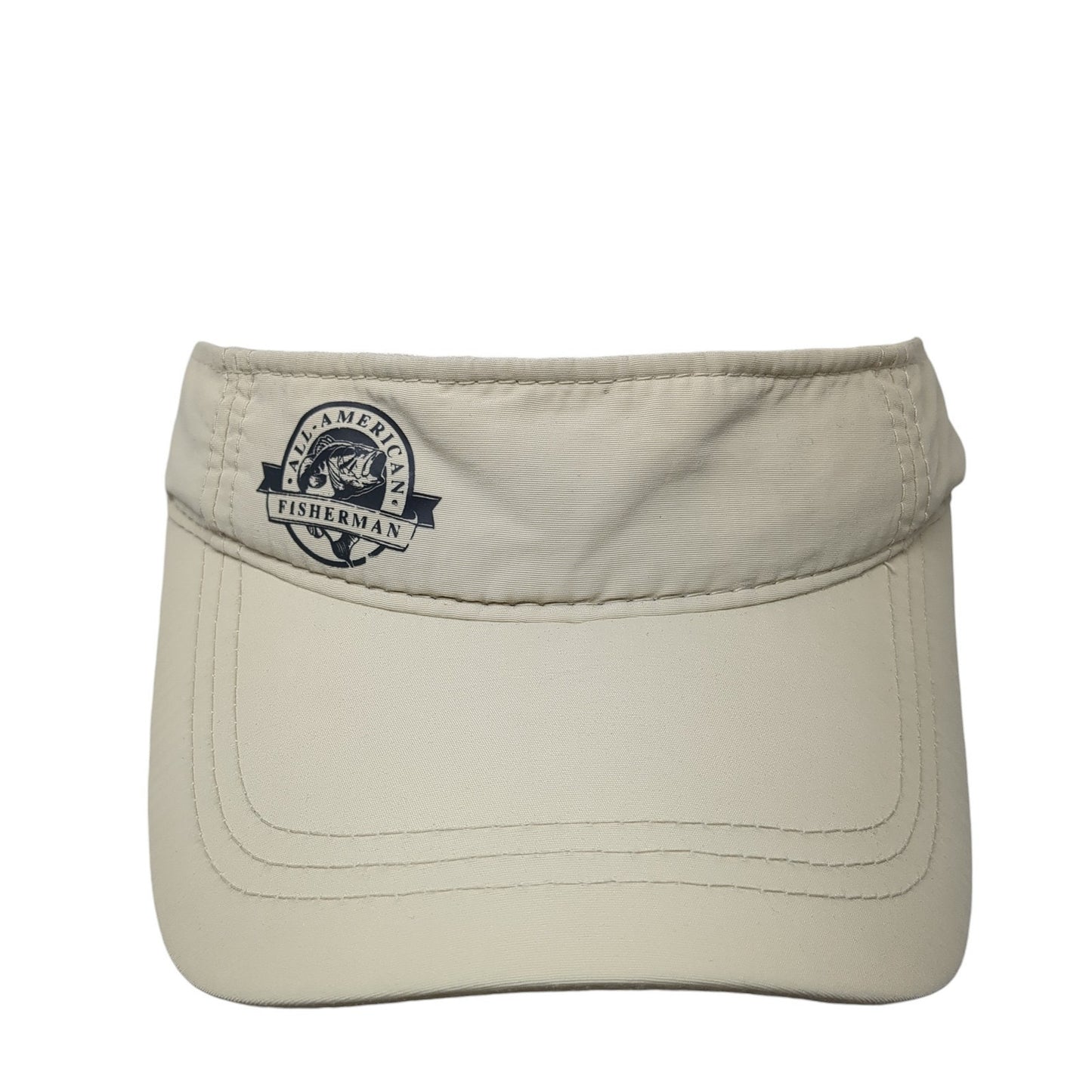 All American Fisherman Sun Visor Hat Beige One Size Adjustable Strap Signatures
