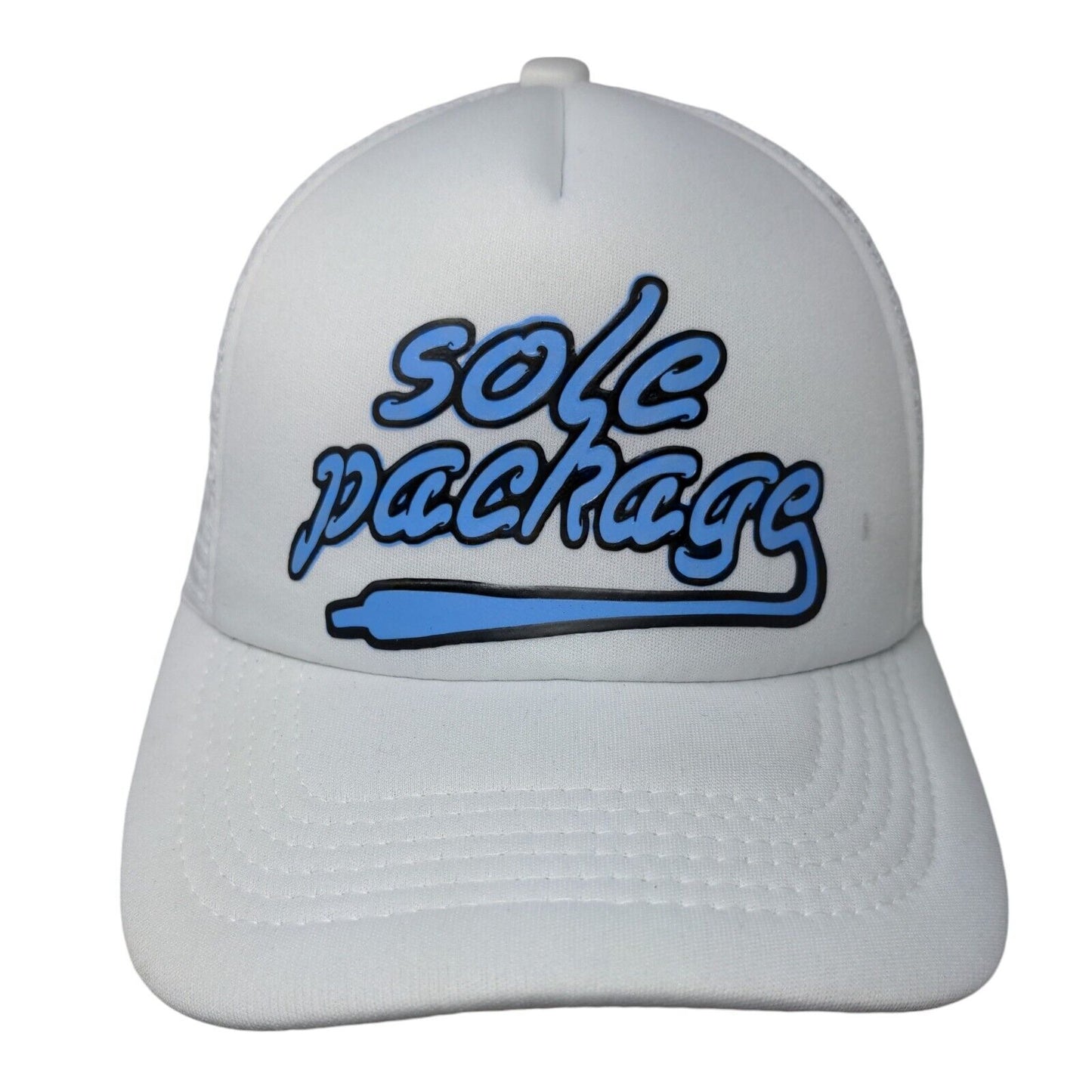 Sole Package Snapback Trucker Hat White One Size Adjustable Mesh Back Cotton
