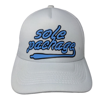 Sole Package Snapback Trucker Hat White One Size Adjustable Mesh Back Cotton