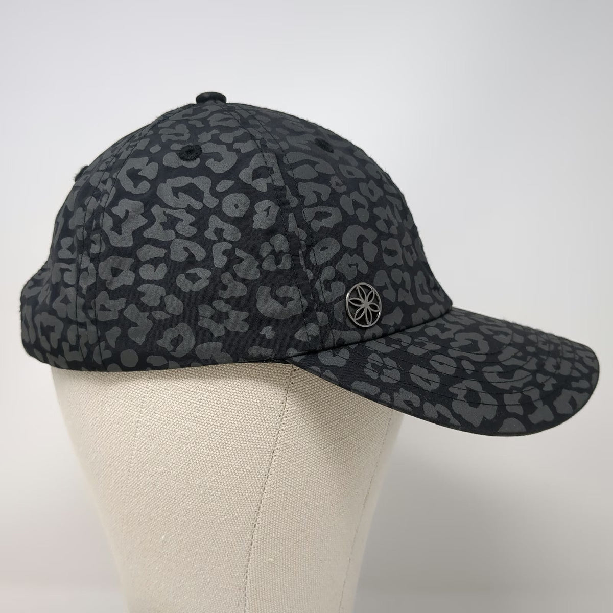 Gaiam Baseball Cap Black Gray One Size Leopard Print Athletic Fitness Yoga Hat