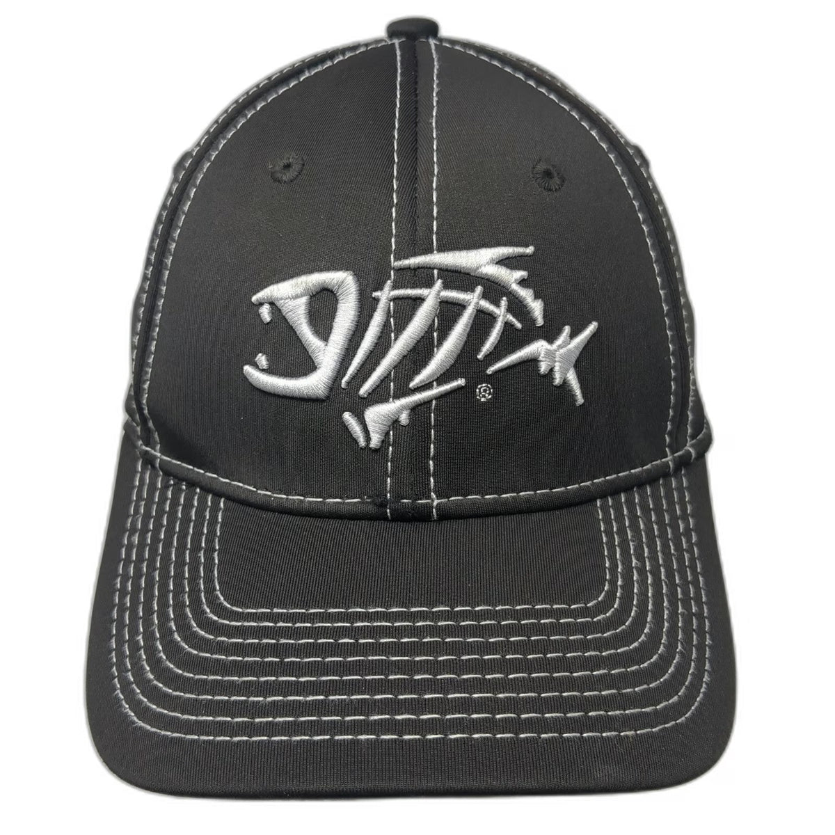 G. Loomis Baseball Cap Black M Fitted Skeleton Fish Contrast Stitching Hat