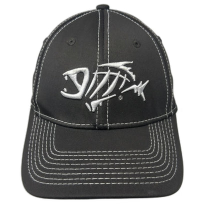 G. Loomis Baseball Cap Black M Fitted Skeleton Fish Contrast Stitching Hat
