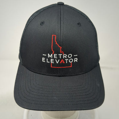 Richardson Trucker Hat Black OSFM Idaho Metro Elevator Logo Mesh Snapback Hat