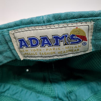 Adams Baseball Cap Blue One Size Ball Logo Leather Slideback Hat Cotton Twill