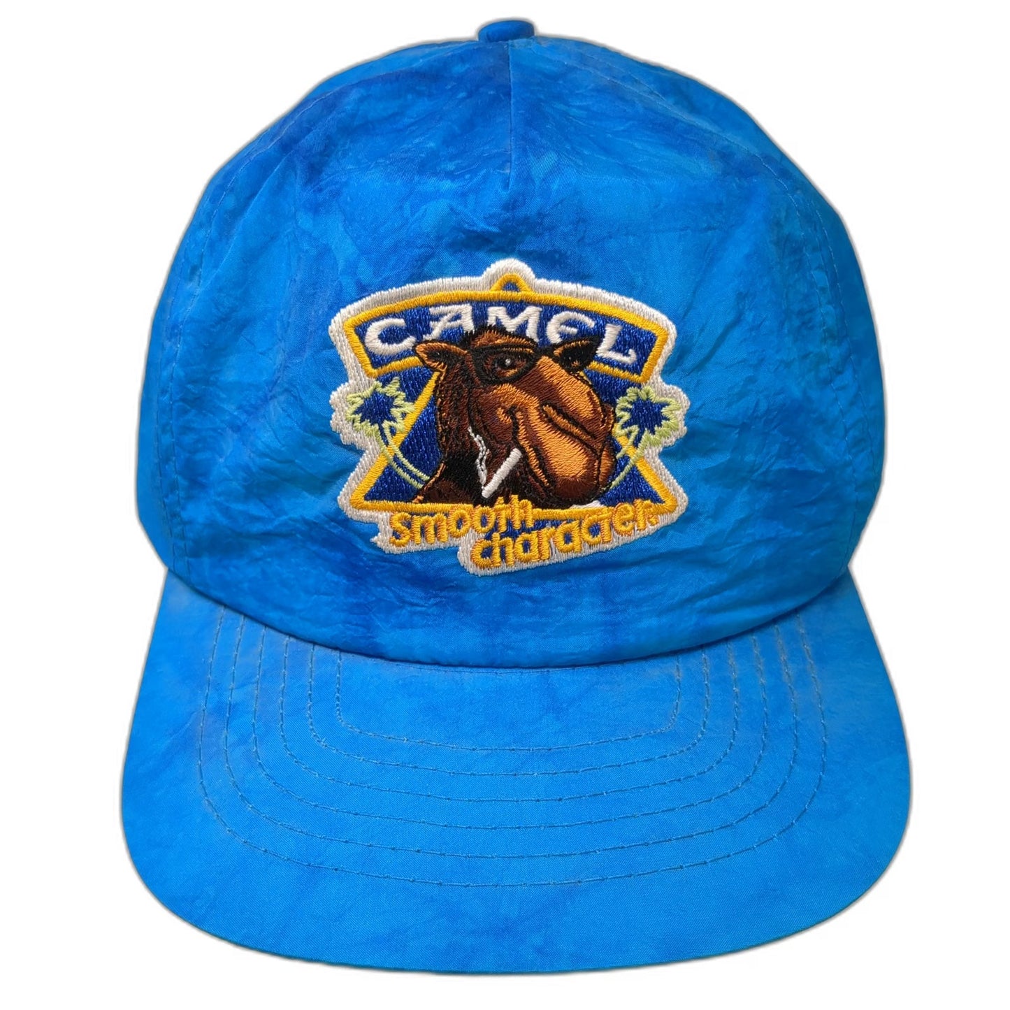 Camel 5 Panel Blue Hat Vintage Joe Camel Smooth Character Nylon Snapback Cap