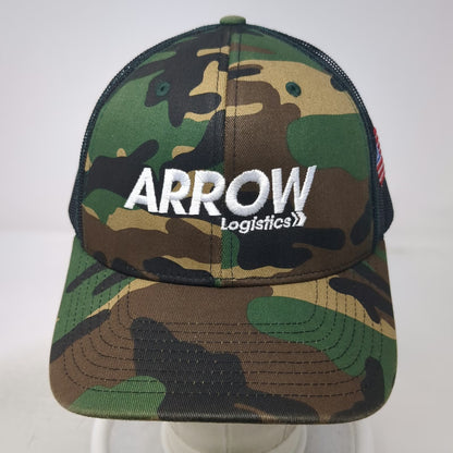 Richardson Trucker Hat Green Camo USA Flag One Size Arrow Logistics Snapback