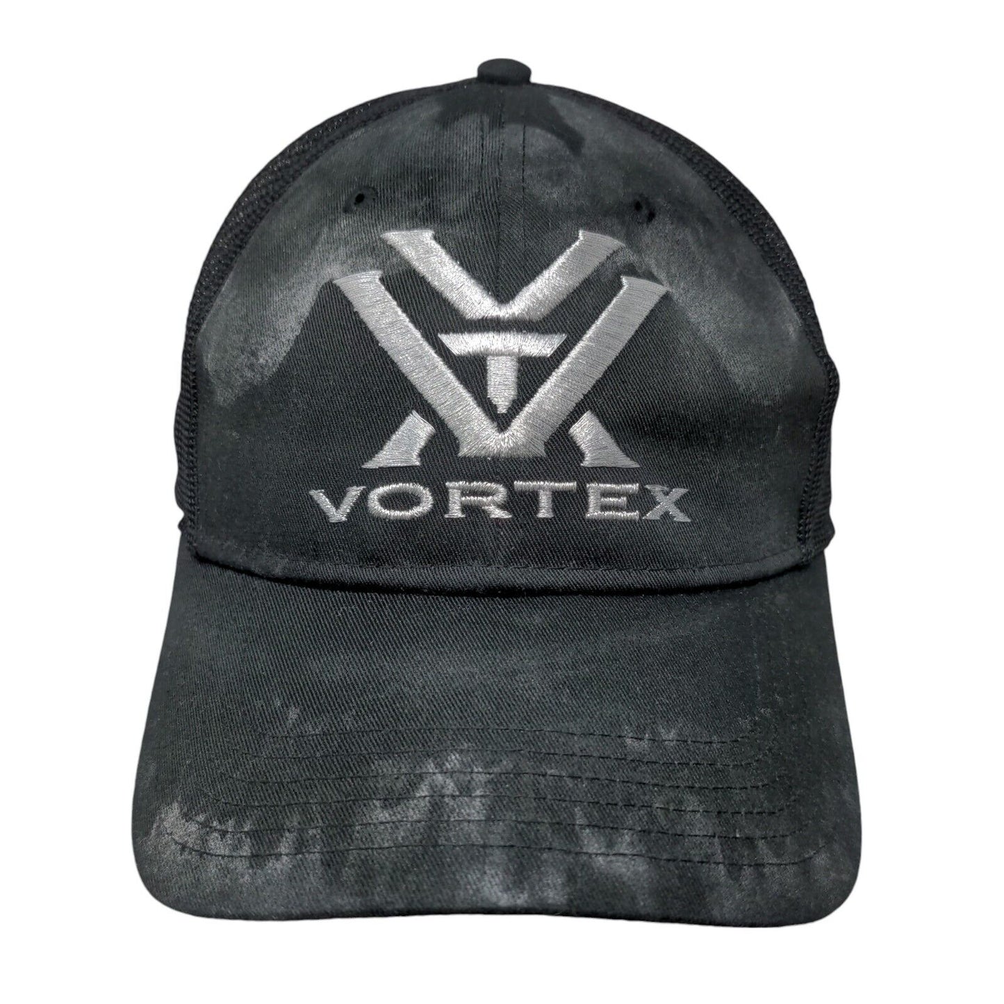 Vortex Snapback Mesh Back Trucker Hat Black OSFM Embroidered 6 Panel
