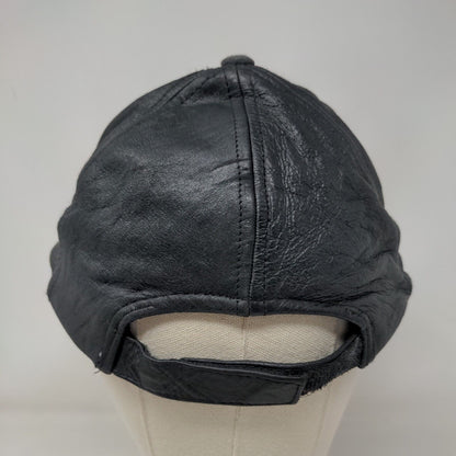 Cap By Bee Strapback Hat Black OSFA Adjustable Genuine Leather Blank