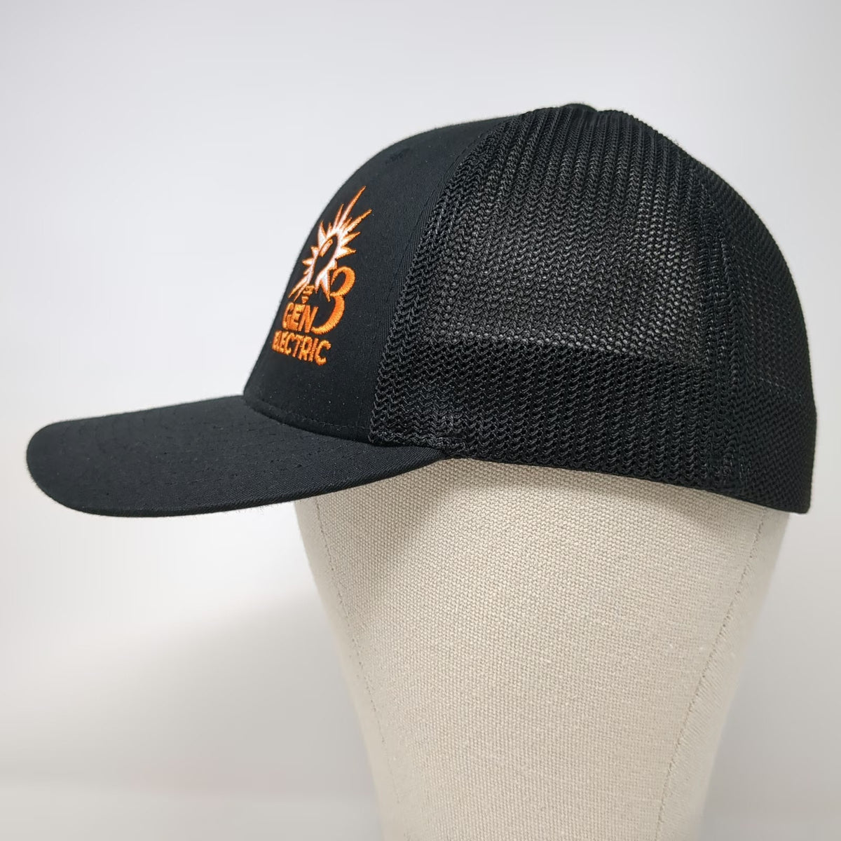 Port Authority Baseball Cap Black M Gen Electric Mesh Back Flexfit Logo Work Hat