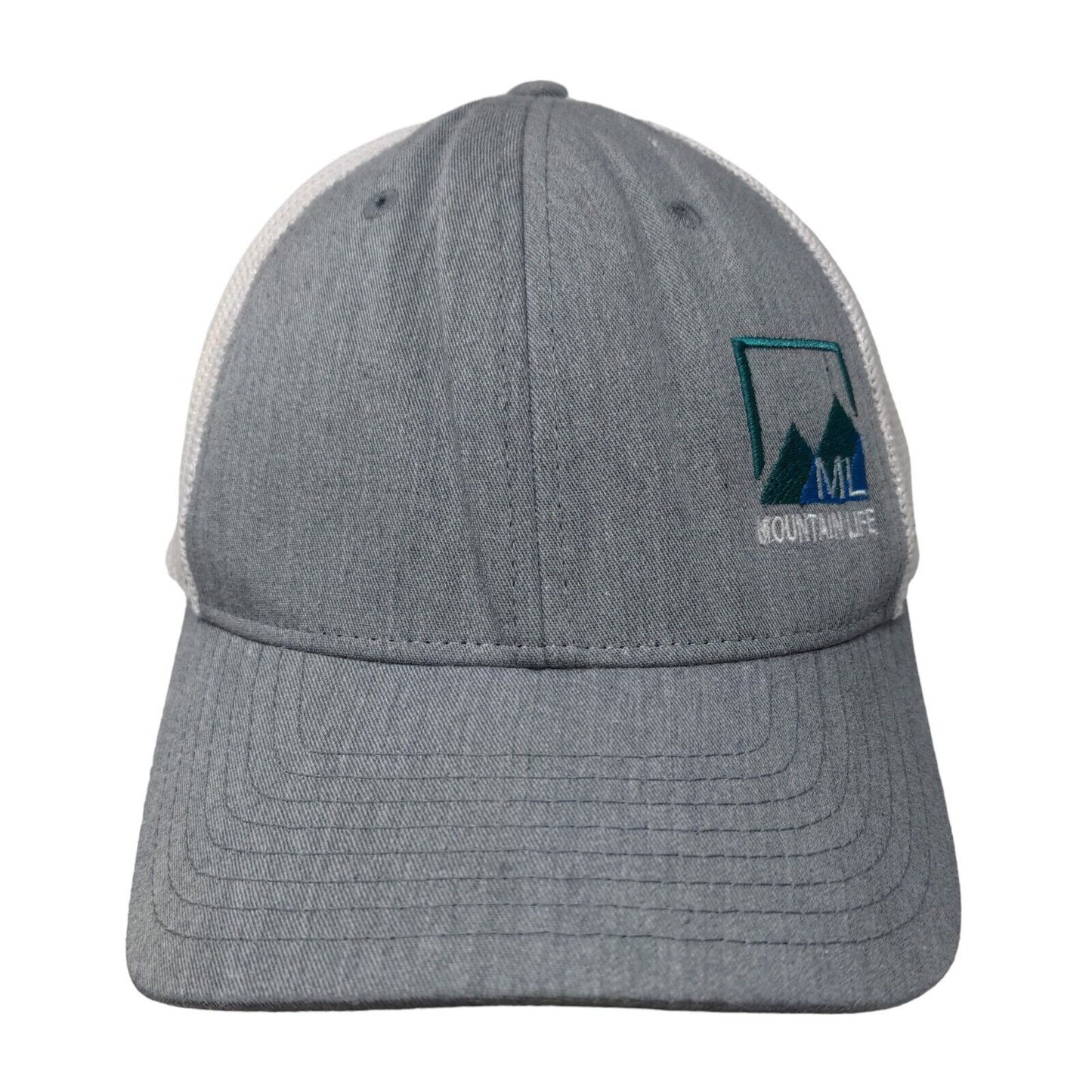 Richardson Men's Fitted Mesh Back Hat Gray Size L/XL Embroidered Mountain Life