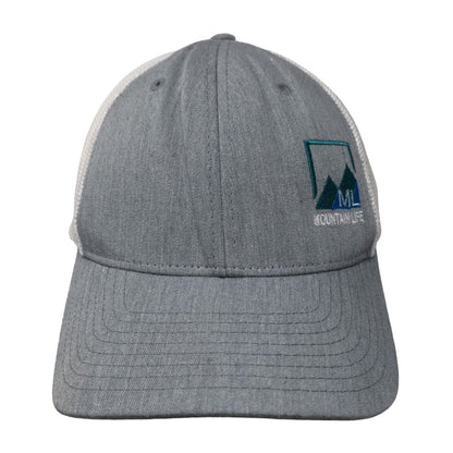 Richardson Men's Fitted Mesh Back Hat Gray Size L/XL Embroidered Mountain Life
