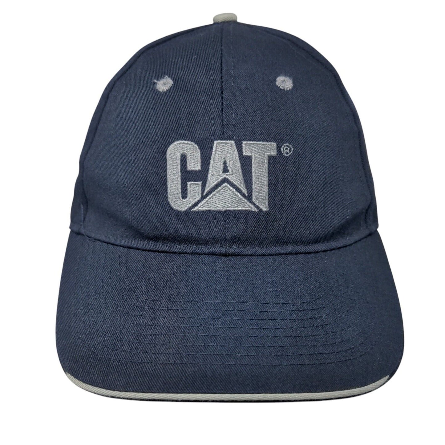 CAT Strapback Hat Blue One Size Adjustable Embroidered Logo 6 Panel