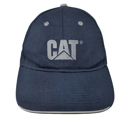 CAT Strapback Hat Blue One Size Adjustable Embroidered Logo 6 Panel
