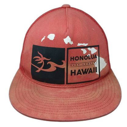 Honolua Surf Co Red Trucker Hat One Size Hawaii Aloha Mesh Snapback Flat Brim