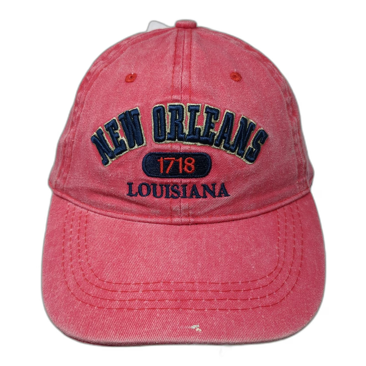 Lucky 7 Baseball Cap Red OSFM New Orleans Louisiana 1718 Strapback Cotton Hat