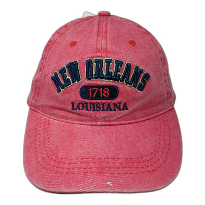 Lucky 7 Baseball Cap Red OSFM New Orleans Louisiana 1718 Strapback Cotton Hat