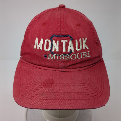 Montauk Missouri Strapback Hat Red One Size Adjustable Embroidered