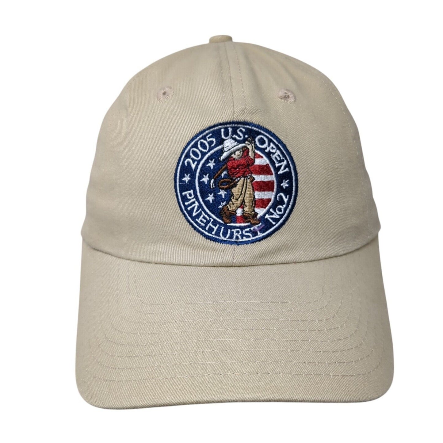 2005 US Open Pinehurst No. 2 Slideback Hat Tan One Size USGA Member