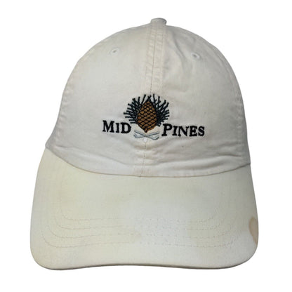 Mid Pines Strapback Hat Cream OSFA Adjustable Embroidered 6 Panel Imperial