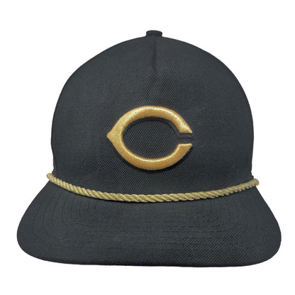 New Era Fitted Hat Cincinnati Reds Fitted Hat Size 7 1/4 Gold Black Embroidered