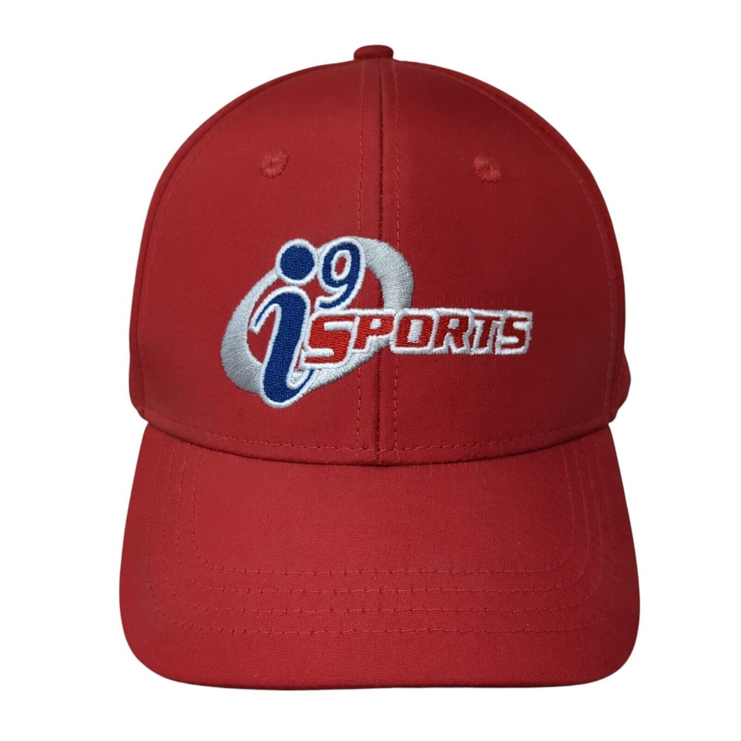 i9 Sports Strapback Hat Red One Size Adjustable Embroidered 6 Panel Polyester