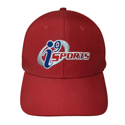 i9 Sports Strapback Hat Red One Size Adjustable Embroidered 6 Panel Polyester