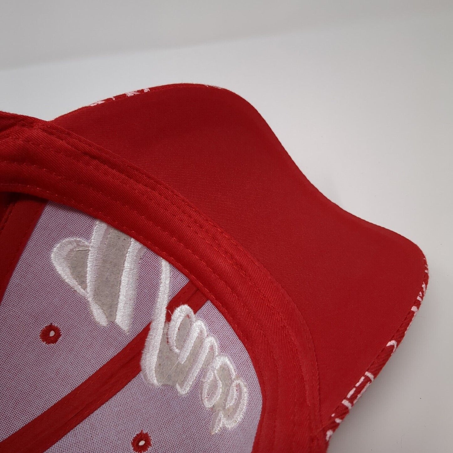 Wales Strapback Hat Red One Size Adjustable Embroidered Vent Holes