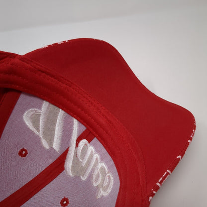Wales Strapback Hat Red One Size Adjustable Embroidered Vent Holes
