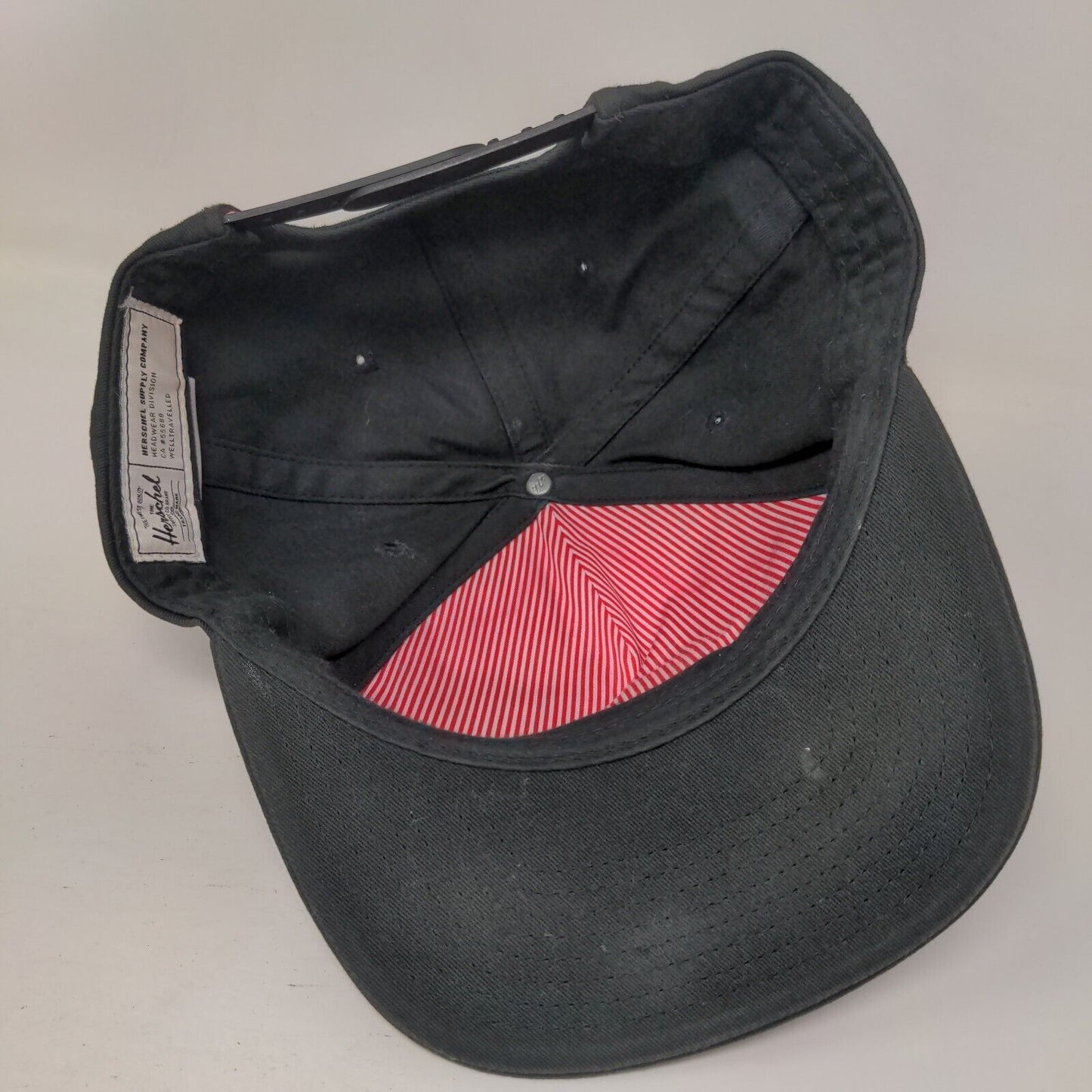 Herschel Patch Snapback Hat Black One Size Adjustable Solid Vent Holes