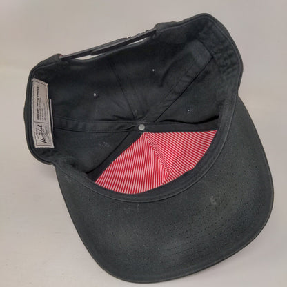 Herschel Patch Snapback Hat Black One Size Adjustable Solid Vent Holes