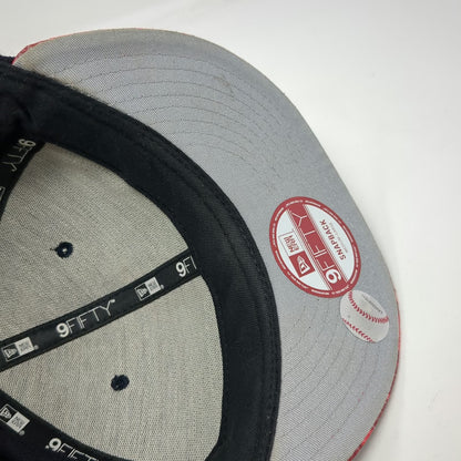 New Era Boston Red Sox MLB Snapback Hat Blue Size L 9FIFTY Flat Brim Patterned