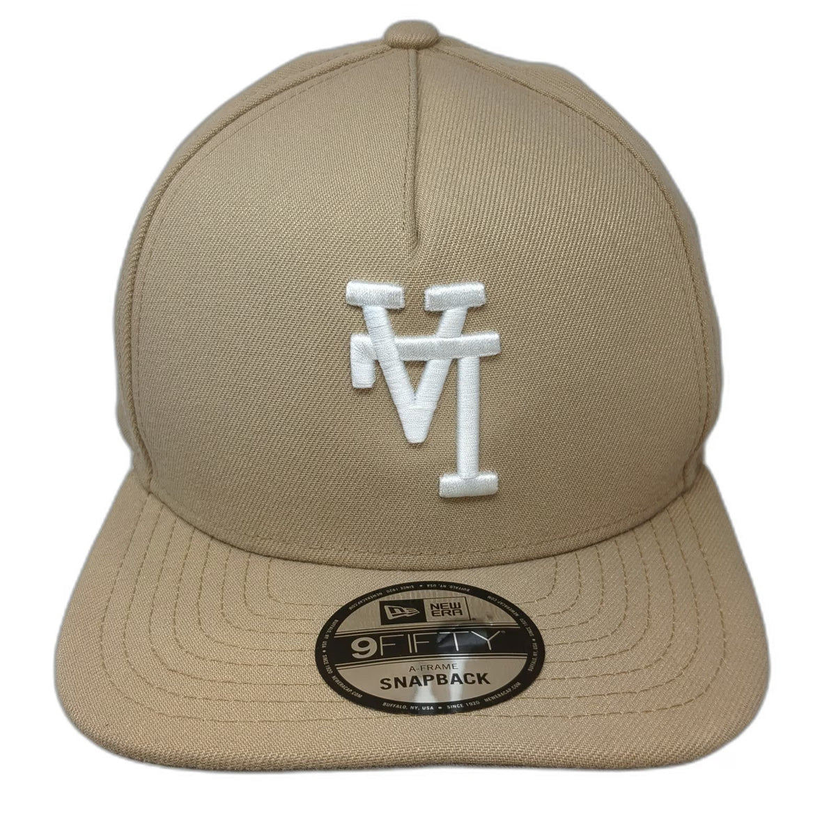 New Era Los Angeles Dodgers MLB Beige 5 Panel One Size Snapback A-Frame Hat Logo