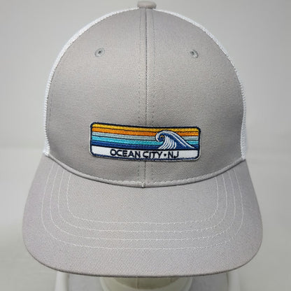 Triangle Trucker Hat Gray One Size Ocean City NJ Wave Patch Mesh Snapback Hat