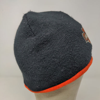 Harley Davidson Men's Knit Beanie Hat Black Size OSFA Embroidered Logo Acrylic