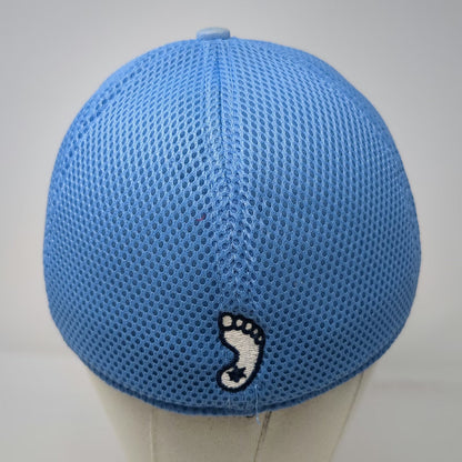 New Era Baseball Cap Blue White M UNC Tar Heels Logo Mesh Back Stretch Fit Hat
