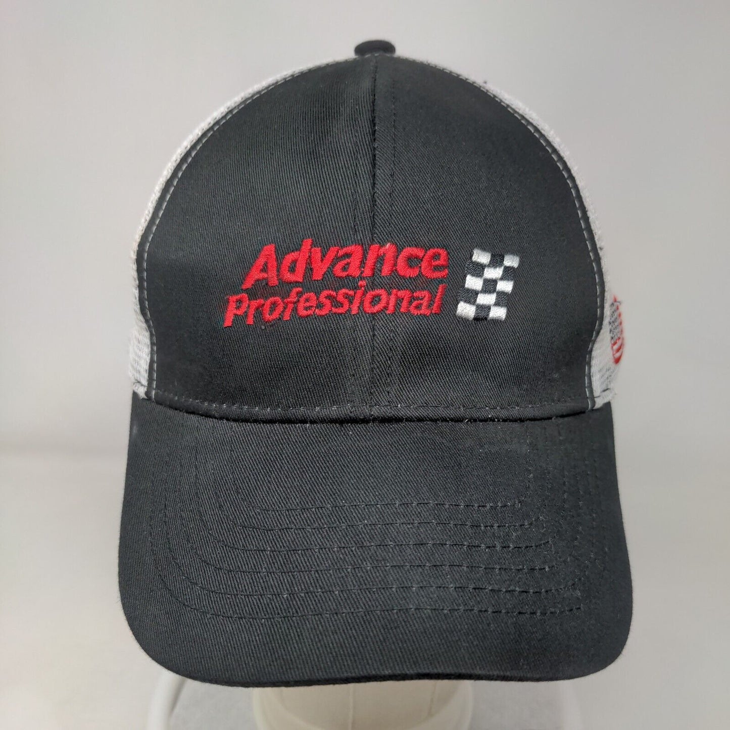 Advance Professional Strapback Trucker Hat Black OSF Embroidered Mesh Back