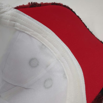 Holiday Time Snowman Sherpa Baseball Cap White Red Buffalo Plaid One Size Hat