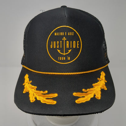 Malibu Axis Just Ride Tour '18 Rope Trucker Hat Black One Size Mesh Back
