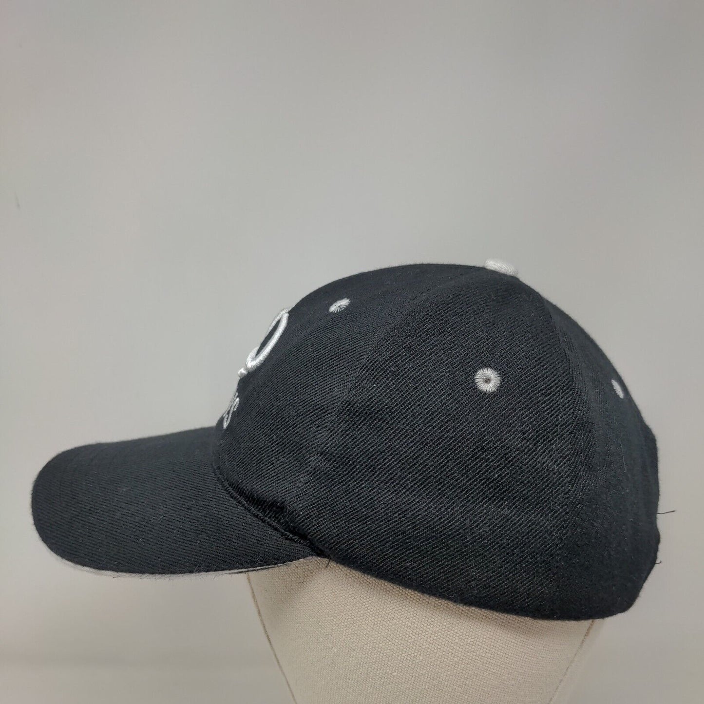 Lexus Strapback Hat Black OSFA Adjustable Embroidered Logo Vented Holes 6 Panel
