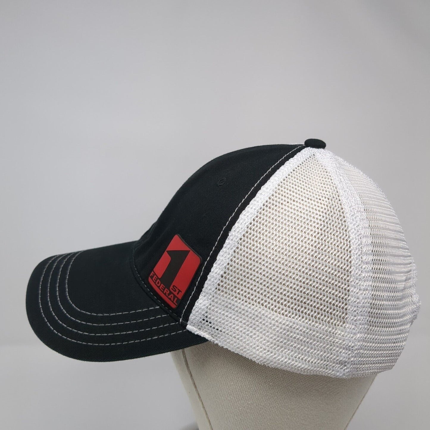 1st Federal Snapback Trucker Hat Black M/L Adjustable Mesh Back Richardson