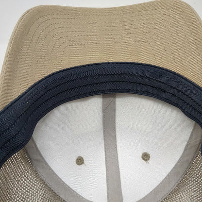 Columbia Baseball Cap Beige XL Mesh Back PFG Fish Flag Fishing Stretch Fit Hat